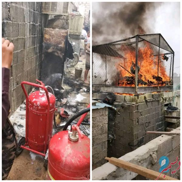 إخماد حريق شب في مخيم للنازحين بمحافظة مأرب 