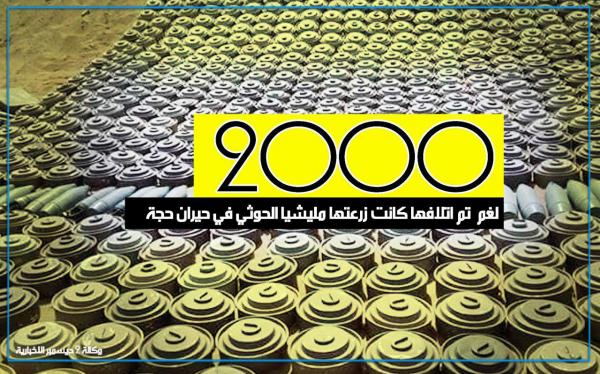 إتلاف 2000 لغم كانت زرعتها مليشيا الحوثي في حيران حجة