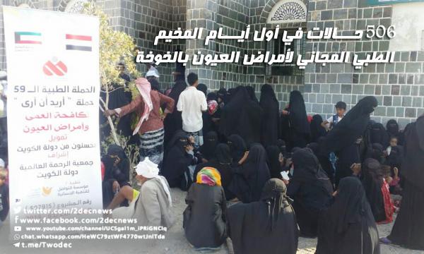 506 حالات في أول أيام المخيم الطبي المجاني لأمراض العيون بالخوخة