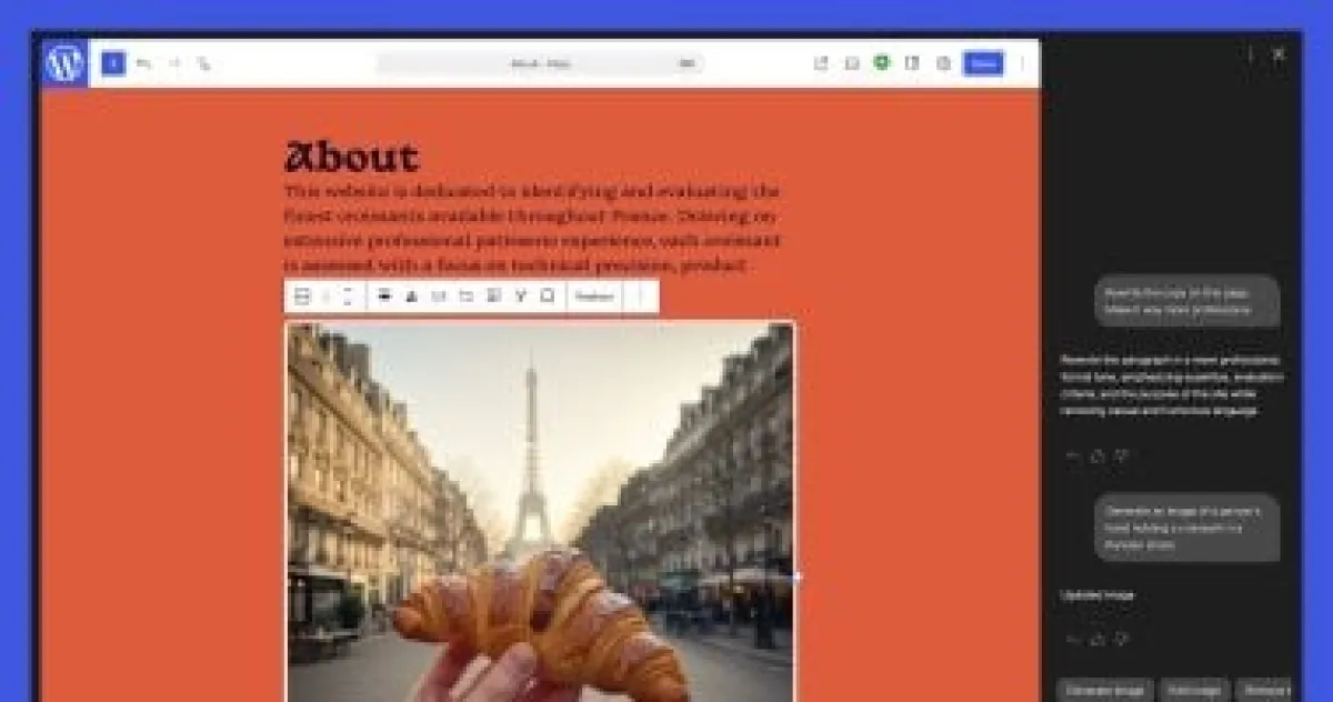 ووردبريس تدمج مساعد ذكاء اصطناعي شامل لتصميم المواقع وتوليد المحتوى